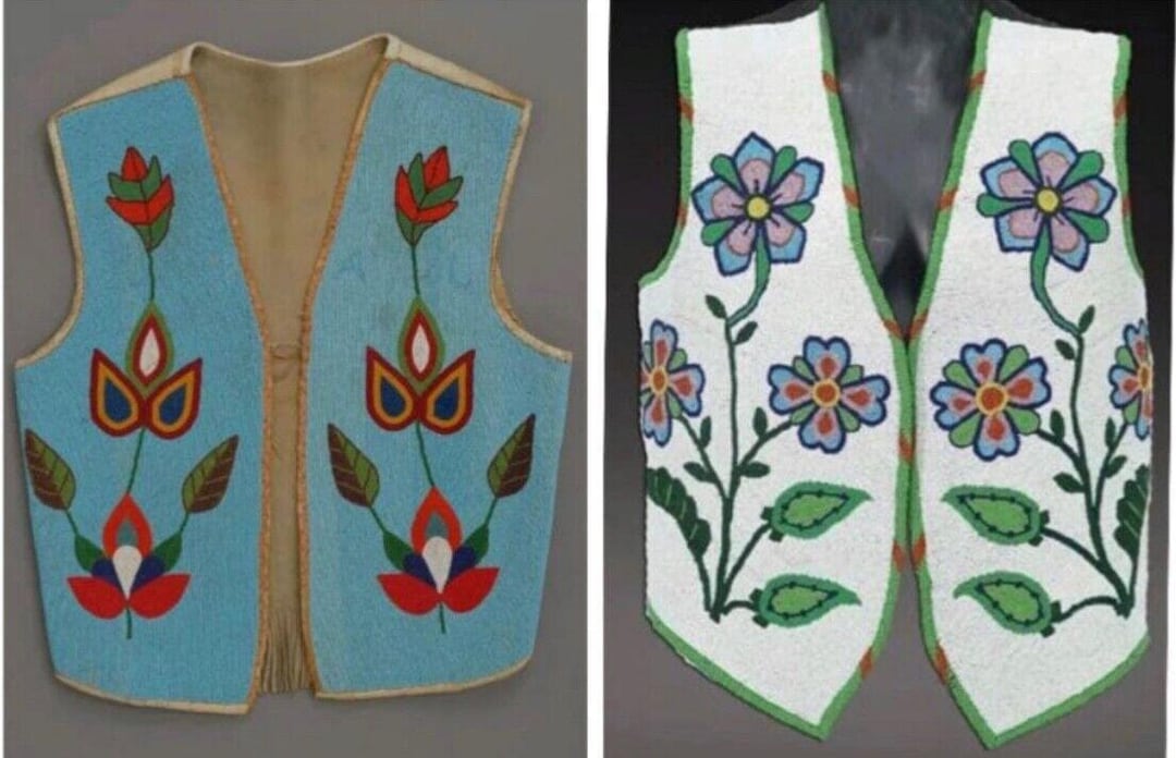 Old 2 Piece American Style Handmade Beaded Front Powwow Regalia