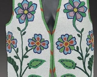 Old American Style Handmade Beaded Front Powwow Regalia Vest BV917