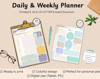 Digital Planner Bundle Daily Weekly PDF Printable Templates Instant Download