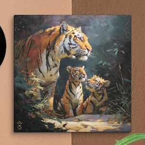 Bengal Tiger Family LIMITED EDITION Canvas: Wildlife Wall Art, Nature-Inspired Print, Collectible Gift