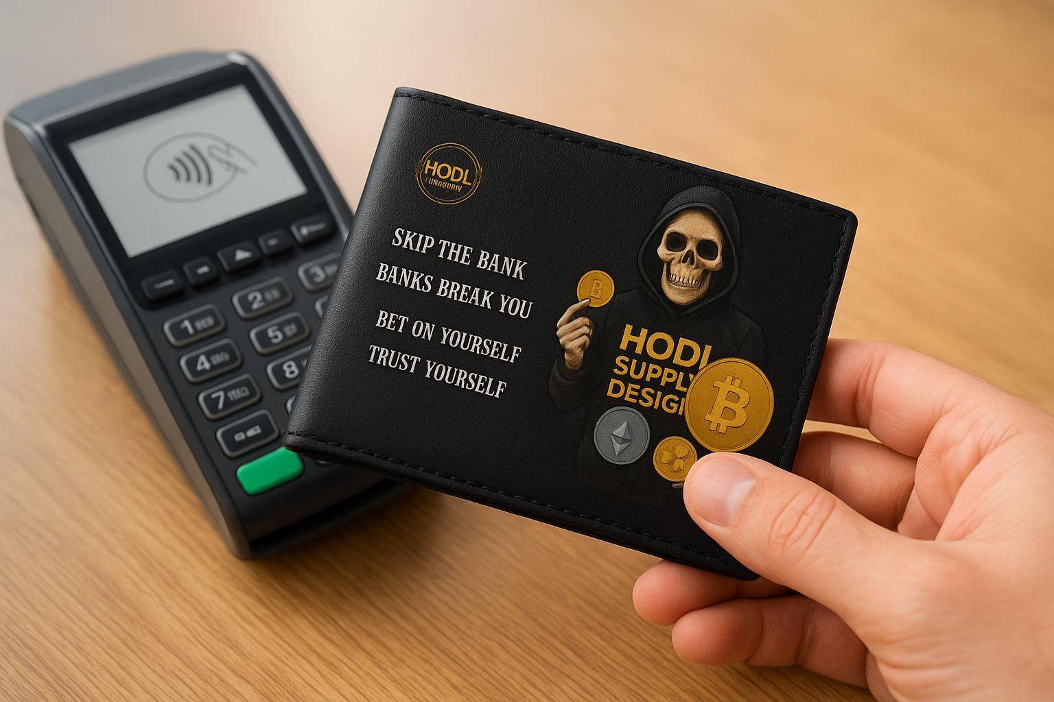 暗号通貨ウォレット - ビットコイン、イーサリアム、リップルデザイン | スカルパーカー、HODLサプライ、アンチバンクの名言。丈夫なレザーウォレット 。暗号通貨ファンへのギフト。 - Etsy 日本