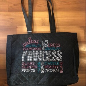 Rhinestone Large Handbag- Princess Terms...MEGA Bling...tote bag microfiber