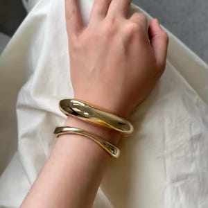 Minimalist Gold Cuff Bracelet.