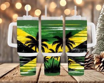 Jamaica Flag : 40oz Skinny Tumbler Sublimation Design PNG Digital Download