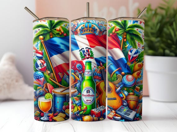 Dominican Republic Flag Tumbler Wrap PNG: 20oz Skinny Tumbler Sublimation Design (Digital Download