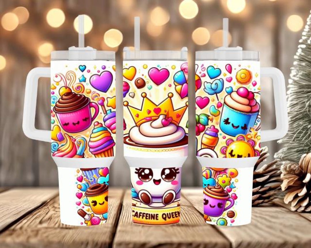 Caffeine Queen ;40oz Skinny Tumbler Sublimation Design Digital Download ...