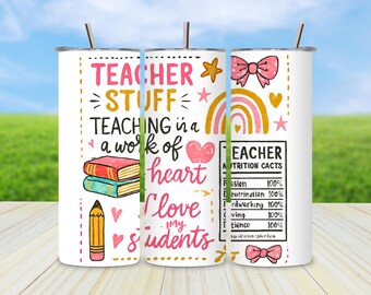 Teacher Life Tumbler Wrap: Coquette Pink Bow Sublimation Design (PNG Digital Download)