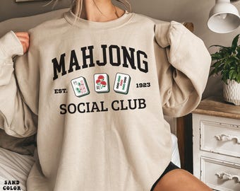 Mahjong Social Club Sweatshirt, Collegiate Crewneck, Game Night Shirt