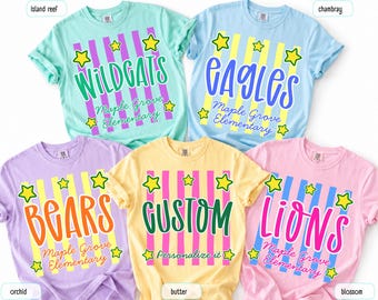 Custom School Mascot Shirt, Comfort Colors School Spirit Tee, Custom Team Mascot Shirt, Game Day Shirt, Back to School Gift, Mascot T-shirts