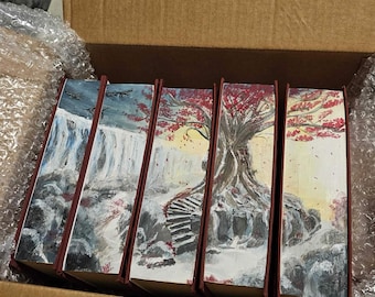 A Song of Ice Fire 5 Book Set: Custom Hand-Painted Mural Edges, Westeros Map Endpapers