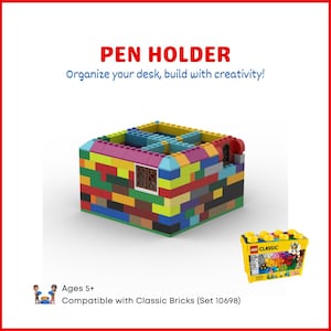 Creative Pen Holder Building Guide | Classic 10698 Compatible | Step-by-Step PDF Instructions for Kids & Families