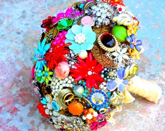 Brooch Bouquet, Bridal Broach Wedding Bouquet, Enamel Flowers Bouquet, Jewelry Bouquet, Broach Bouquet, Bright Color Bouquet