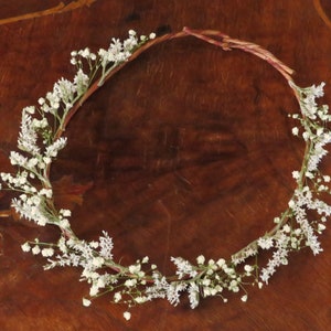 Dried flower crown, babys breath crown, tiara, dried flowers, eco friendly, head piece, head wreath, ivory flower crown, wedding crown beach