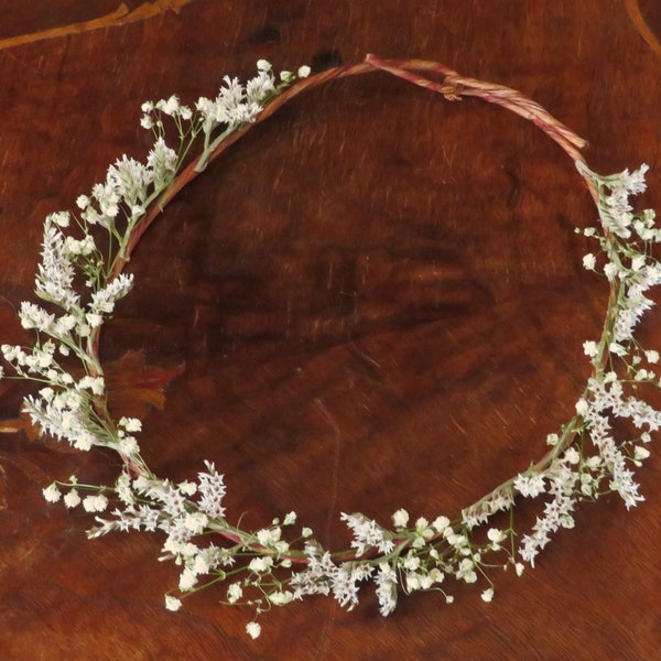 Dried flower crown, babys breath crown, tiara, dried flowers, eco friendly, head piece, head wreath, ivory flower crown, wedding crown beach