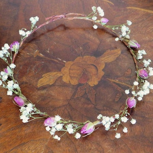 Flower crown, Rosebud Real dried flowers,  Dried flower crown halo, Flower wreath, real dried floral crown, rose flowers, tiara, boho crown