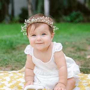 Real Dried Baby’s Breath Flower Crown – Adjustable Wedding Bridal Halo, Boho Floral Headpiece & Flower Girl Accessory image 4