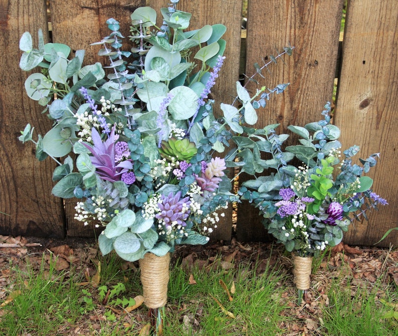 Green Bouquet Purple Succulent Bouquet Rustic Boho Wedding Flowers Babys Breath Bouquet Purple Succulent Flowers Eucalyptus Bouquet