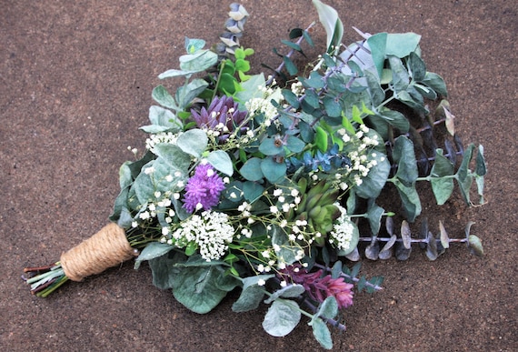 Purple Wedding Flowers Purple Green Succulent Bouquet Etsy