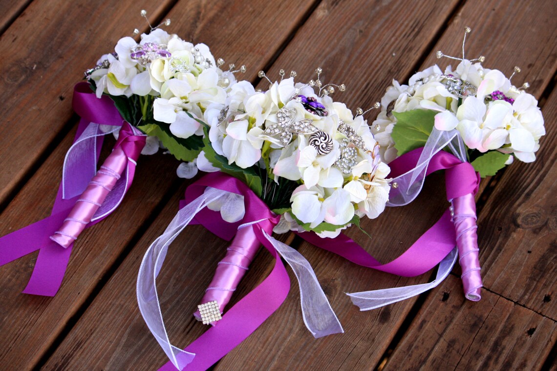 Brooch Bouquet Vintage wedding jewelry bouquet purple silver Etsy