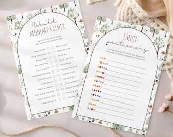 Woodland Baby Shower Games Bundle Greenery Forest Animal Game Set Editable Woodland Games Printable Pack Instant Download
