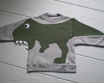 CLEARANCE Kids Trex Dinosaur applique sweatshirt with open mouth Youth large FREE Shipping