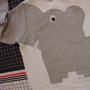 White Elephant Trunk shirt, elephant sweatshirt, elephant sweater, jumper, UNISEX adult sizes, white image 4