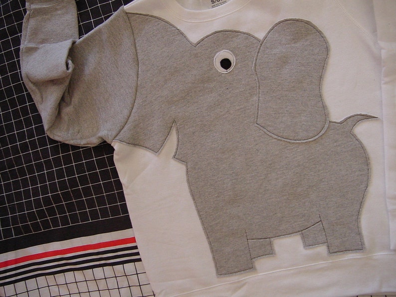 White Elephant Trunk shirt, elephant sweatshirt, elephant sweater, jumper, UNISEX adult sizes, white image 4