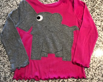 CLEARANCE bright pink toddler girl elephant trunk sleeve t-shirt 3T. Free US shipping.