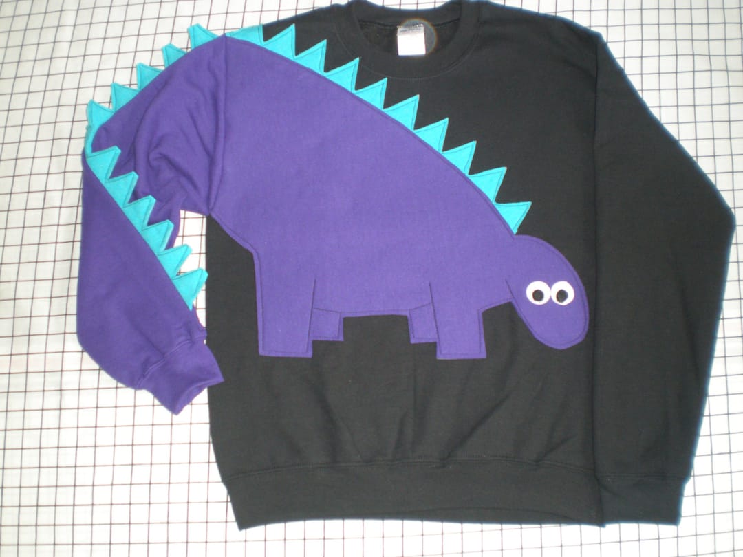 Dinosaur Sweatshirt, Dinosaur Shirt With Spikey Tail Sleeve, Adult ...
