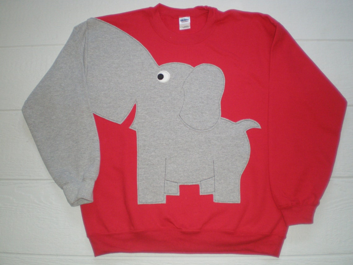 RED Elephant Sweatshirt Trunk Sleeve. Elephant Costume Etsy