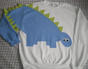 Dinosaur sweatshirt with a spikey tail, dinosaur sweater, dinosaur shirt, adult dinosaur jumper, Adult sizes, CUSTOM to your COLORS and size