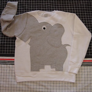 White Elephant Trunk shirt, elephant sweatshirt, elephant sweater, jumper, UNISEX adult sizes, white image 1