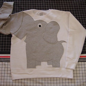 White Elephant Trunk shirt, elephant sweatshirt, elephant sweater, jumper, UNISEX adult sizes, white image 3