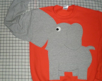 Adult medium elephant sweatshirt with a Trunk sleeve, orange.