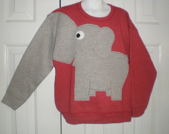 CLEARANCE Youth Elephant Trunk sleeve sweatshirt, Cinnamon Red heather, childrens sweatshirt, youth medium or large FREE US Shipping