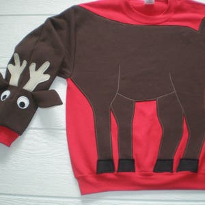 Reindeer sweatshirt, Deer sweatshirt, deer shirt, Ugly Christmas sweater, Christmas sweatshirt, Holiday shirt, adult unisex sizes image 3