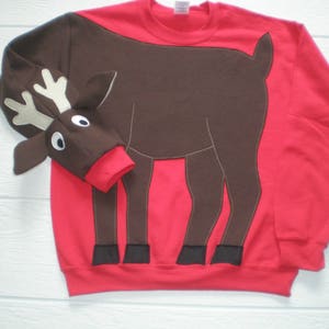 Reindeer sweatshirt, Deer sweatshirt, deer shirt, Ugly Christmas sweater, Christmas sweatshirt, Holiday shirt, adult unisex sizes image 4