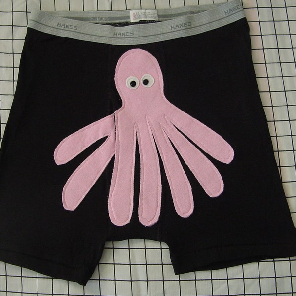Mr. Octopants the SEVEN legged octopus mens appliqued boxer shorts M