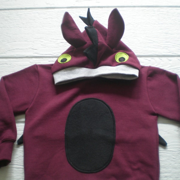 Monster Hoodie, Monster sweatshirt, Dragon shirt, size 3T, Toddler sweatshirt