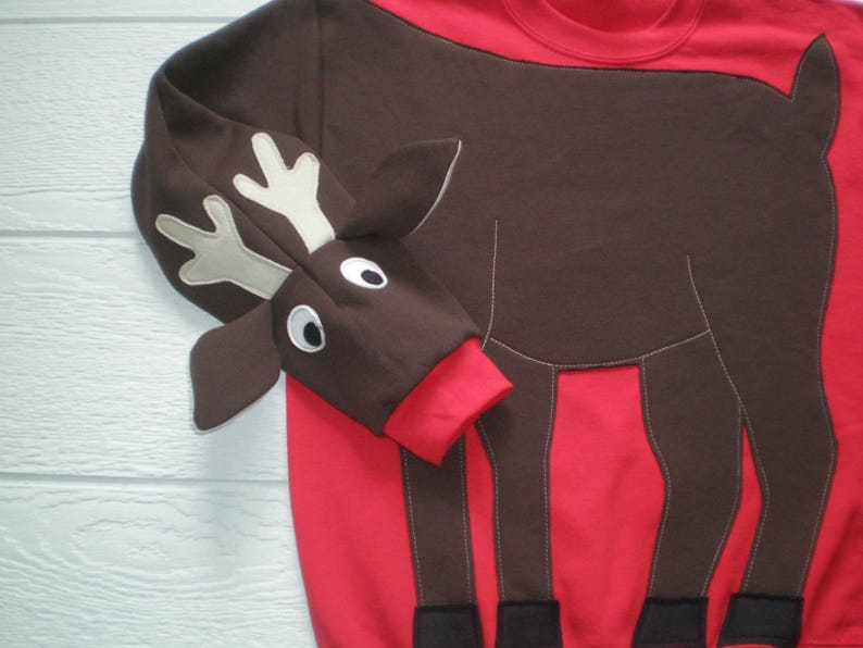 Reindeer sweatshirt, Deer sweatshirt, deer shirt, Ugly Christmas sweater, Christmas sweatshirt, Holiday shirt, adult unisex sizes image 1