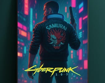Pôster de Cyberpunk 2077: V Samurai, Arte de Neon City (Download Digital)