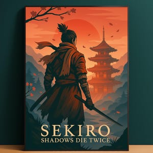 Sekiro Shadows Die Twice Poster | Samurai Digital Print for gift  | Gaming Poster- Instant Download