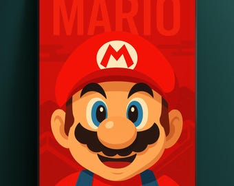 Super Mario Poster: Retro Video Game Wall Art (Digital Print