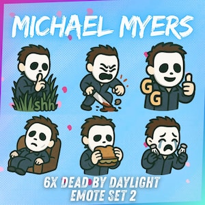 Michael Myers Set 2 Dead by Daylight Chibi Emotes | Cute DBD Emote for Twitch, Discord, YouTube | Horror Gaming Emotes | Instant Download