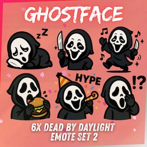 Ghostface Dead by Daylight Chibi Emotes | Cute DBD Emote for Twitch, Discord, YouTube, Kick | Anime Style Gaming Emotes | Instant Download