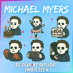 Michael Myers Set 4 Dead by Daylight Chibi Emotes | Cute DBD Emote for Twitch, Discord, YouTube | Horror Gaming Emotes | Instant Download