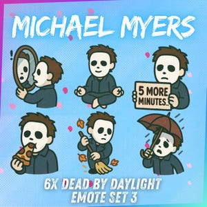 Michael Myers Set 3 Dead by Daylight Chibi Emotes | Cute DBD Emote for Twitch, Discord, YouTube | Horror Gaming Emotes | Instant Download