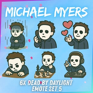 Michael Myers Set 5 Dead by Daylight Chibi Emotes | Cute DBD Emote for Twitch, Discord, YouTube | Horror Gaming Emotes | Instant Download