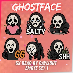 Ghostface Dead by Daylight Chibi Emotes | Cute DBD Emote for Twitch, Discord, YouTube, Kick | Anime Style Gaming Emotes | Instant Download