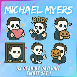 Michael Myers Set 1 Dead by Daylight Chibi Emotes | Cute DBD Emote for Twitch, Discord, YouTube | Horror Gaming Emotes | Instant Download